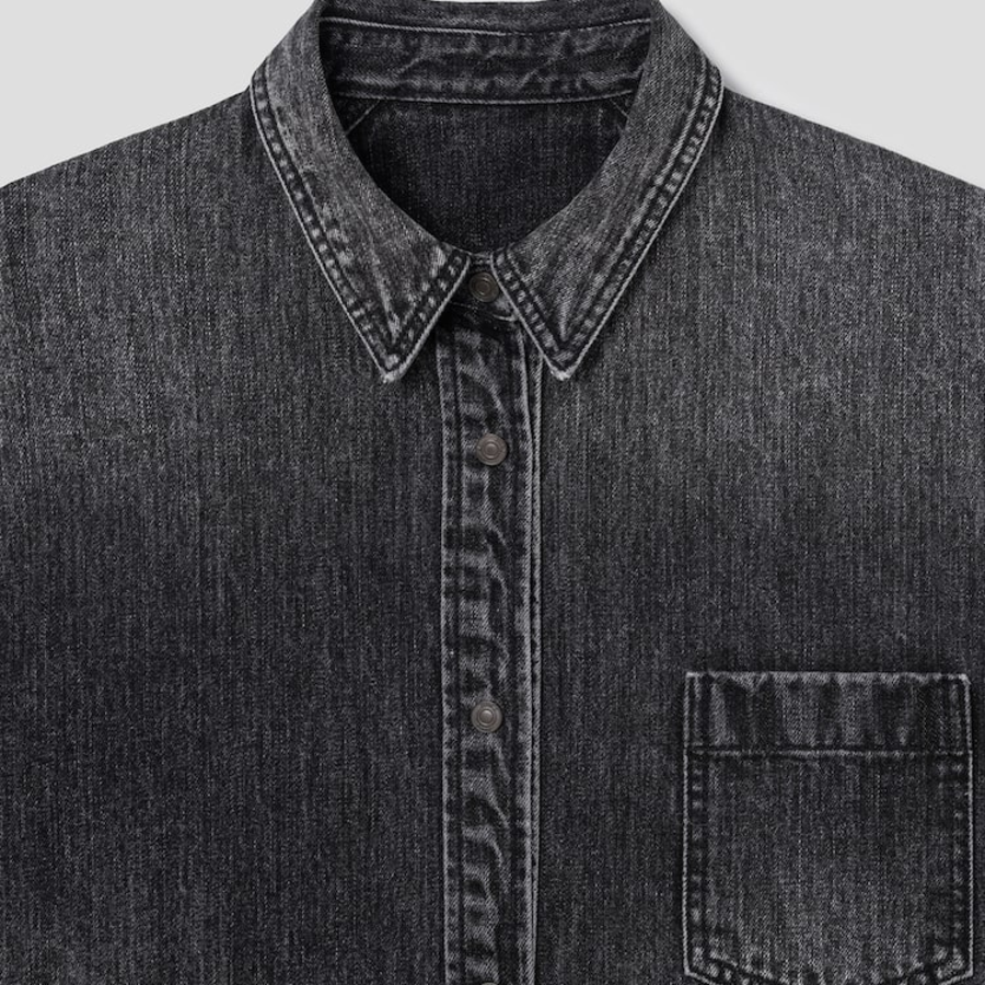 JUUN.J (Унисекс) ECCENTRIC FLASH Graphic Denim Shirt – Dark Grey