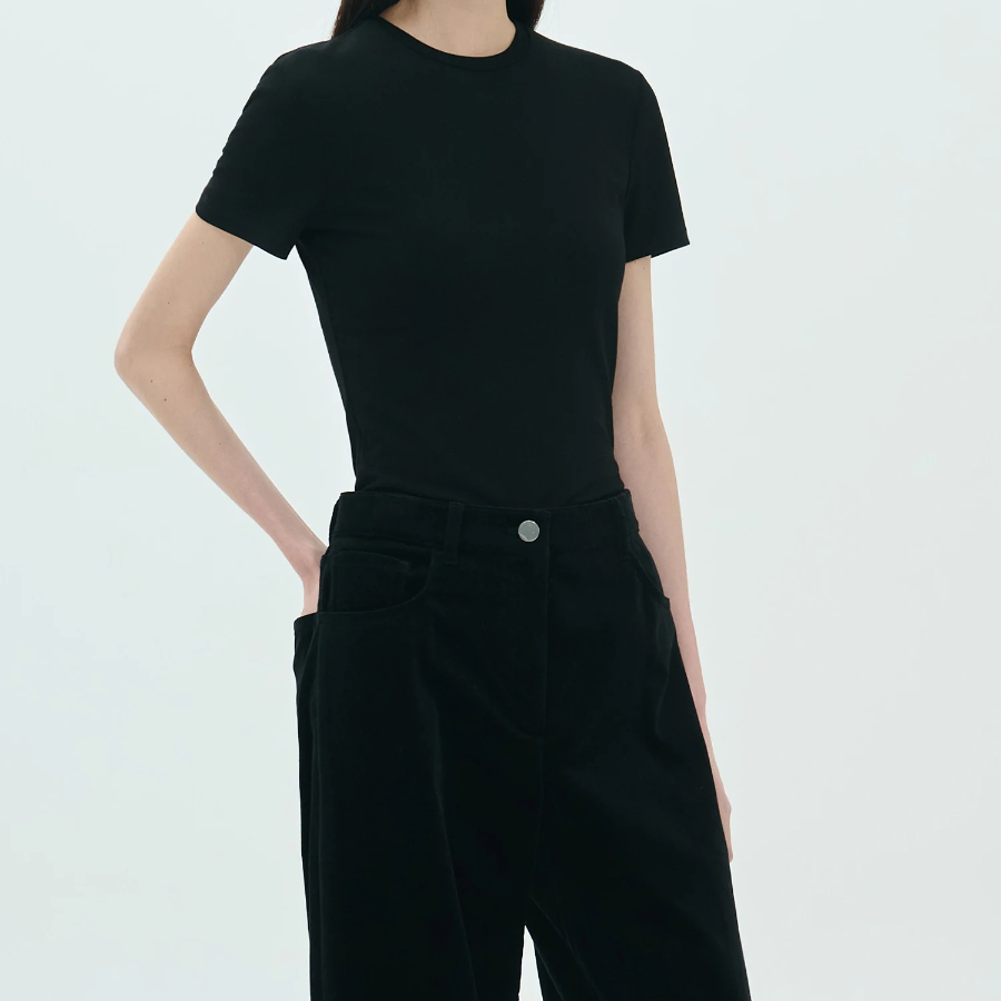 Theory Women Ribbed Viscose Tiny Tee - Black
