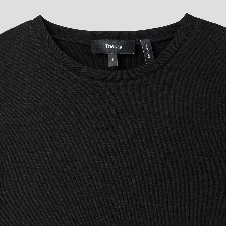 1Theory Women Ribbed Viscose Long Sleeve Tiny Tee - Black