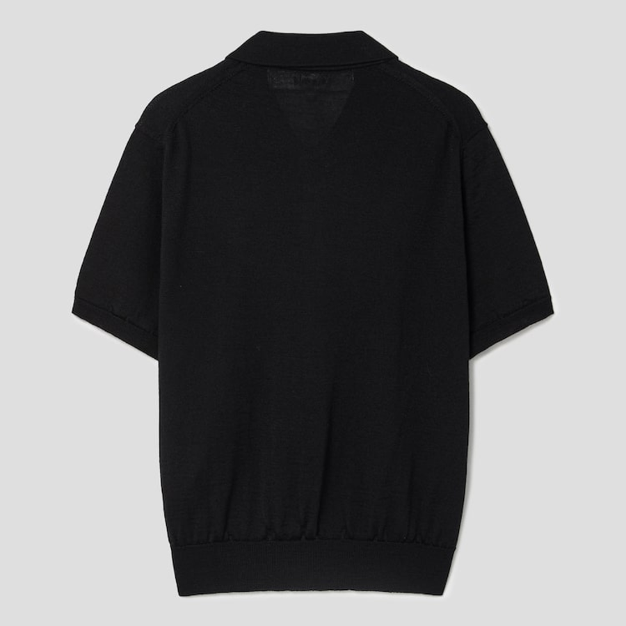 PLAY COMME DES GARÇONS (Unisex) Red Heart Wappen Short Sleeve Polo Knit – Black