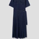 Theory Women Sleek Poplin Pleats Wrap Dress - Nocturne Navy