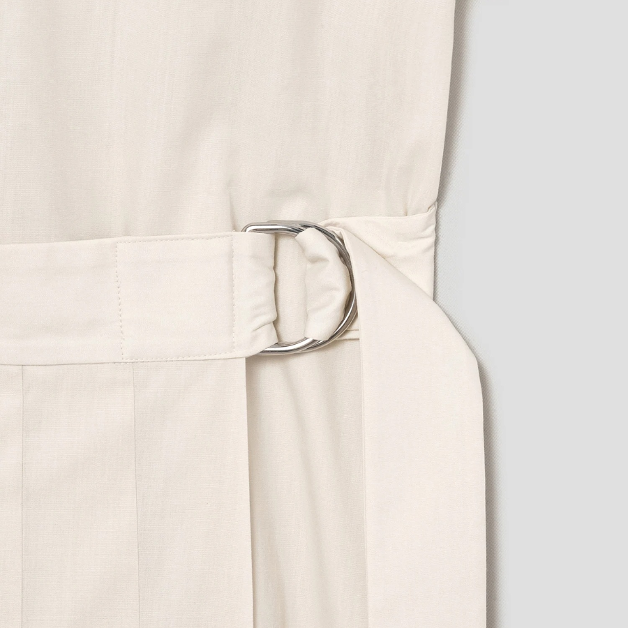 Theory Women Sleek Poplin Pleats Wrap Dress - Eggshell