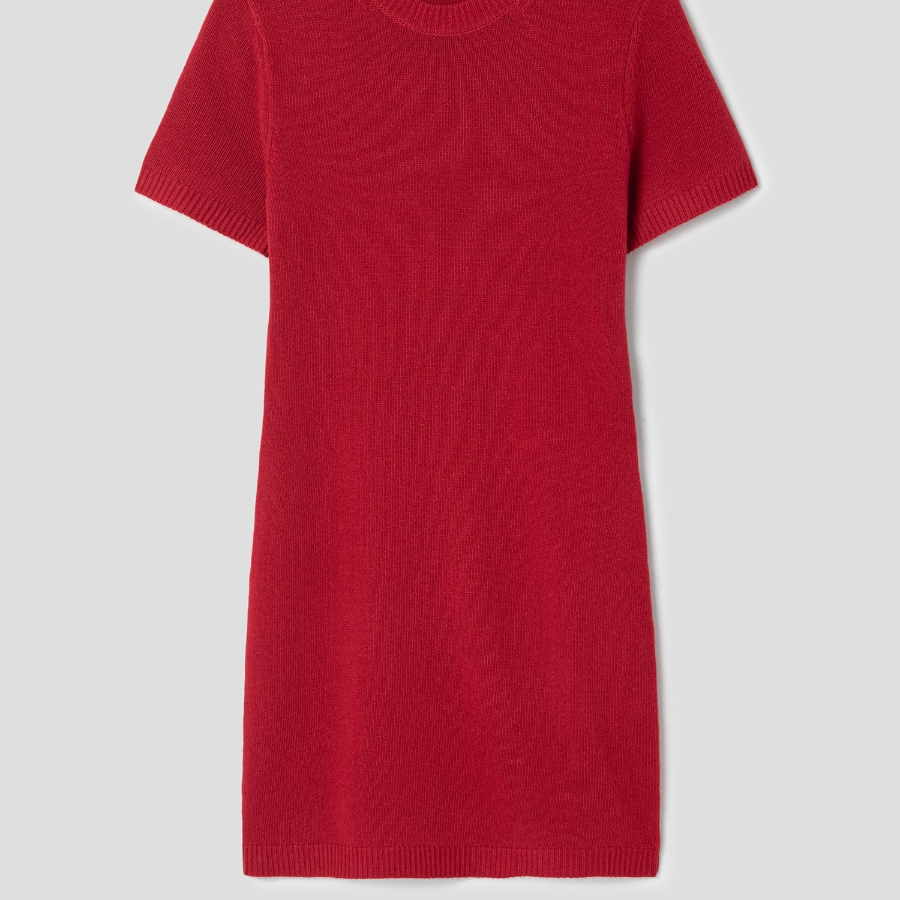 Theory Women Felted Wool Cash Crewneck Dress - Bright Red