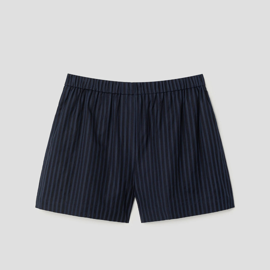 Theory Women Linear Cotton Boxer Shorts - Nocturne Navy