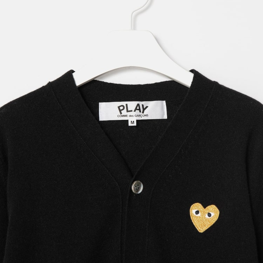 PLAY COMME DES GARÇONS (Unisex) Gold Heart Wappen Cardigan – Black