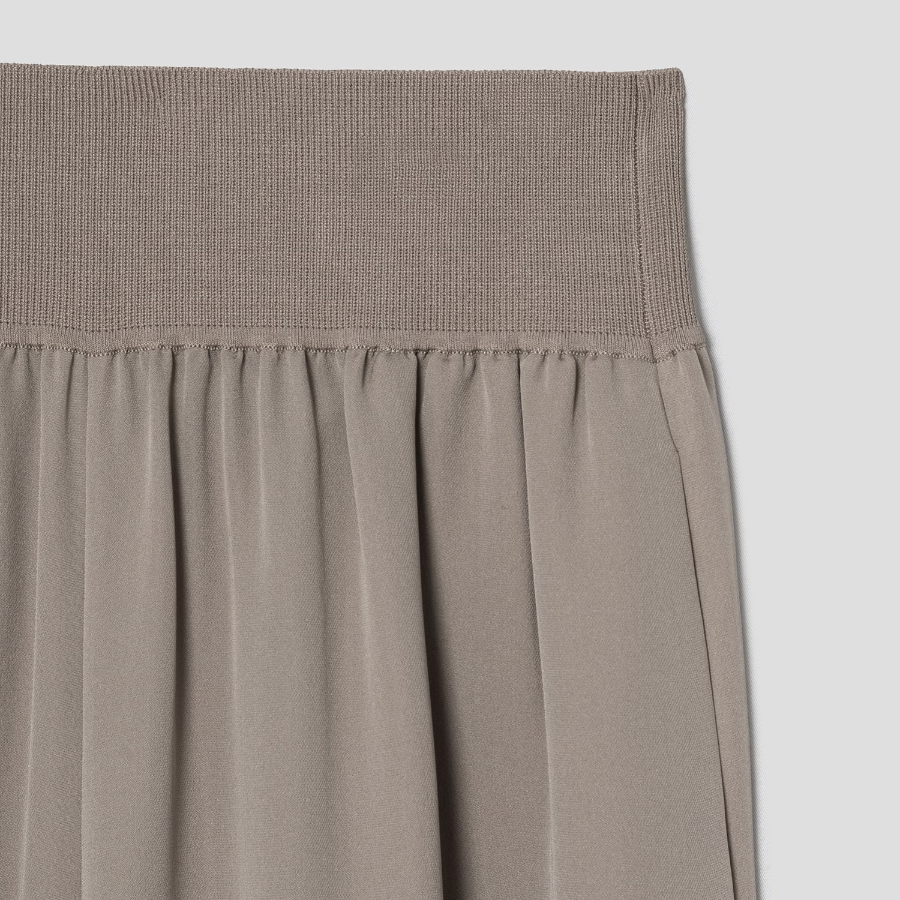 Theory Women Silk Combo Rib Waistband Pants - Soft Taupe