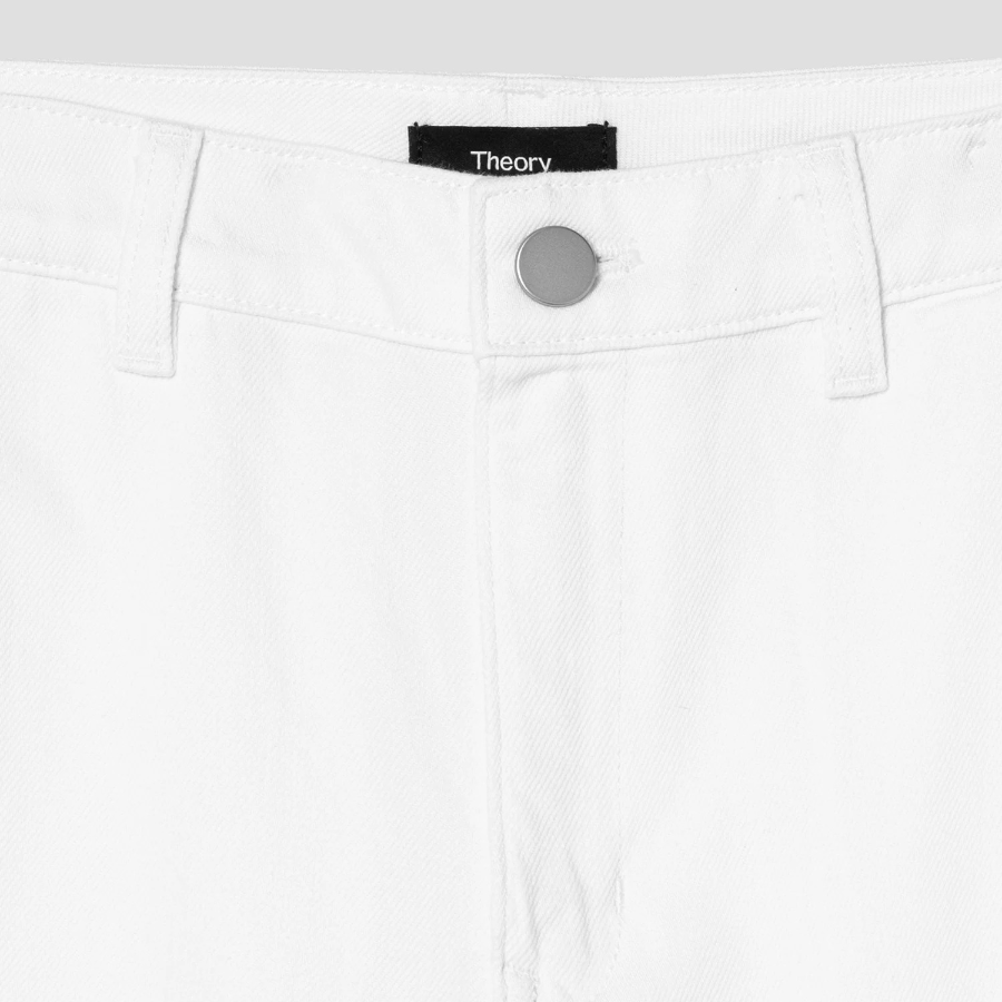 Theory Women Drape Denim Wide Straight Denim Pants - Optic White