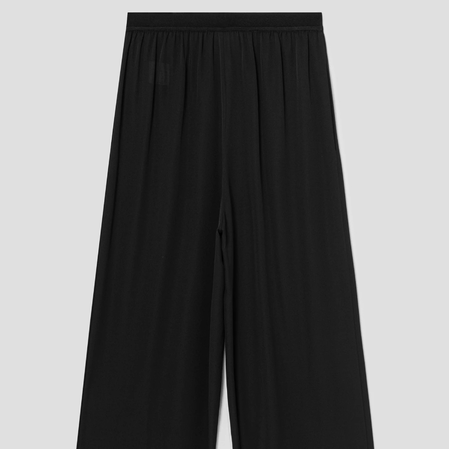 Theory Women Silk Combo Wide A-line Pant - Black