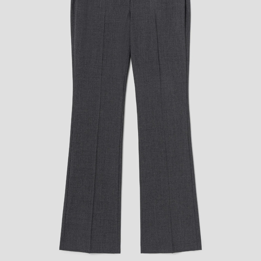 Theory Women Traceable Wool Slim Full Length Trouser - Charcoal Melange