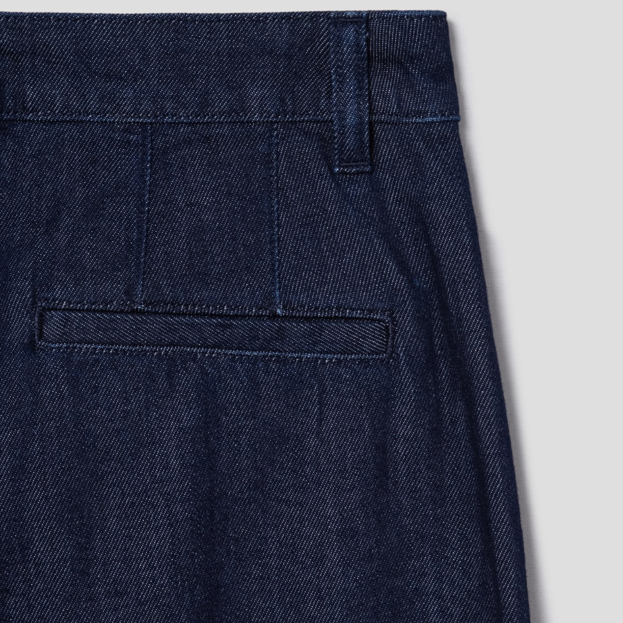 Theory Women Drape Denim Wide Straight Trouser - Indigo