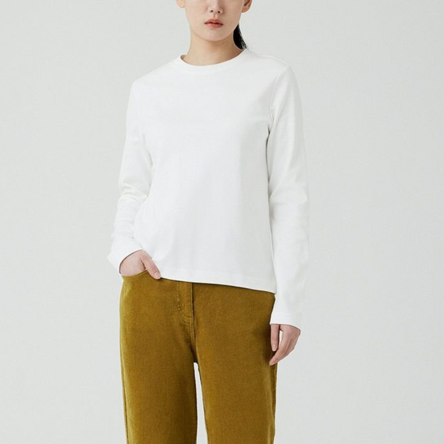 JAJU Heavy Cotton Long Sleeve T-Shirt – White