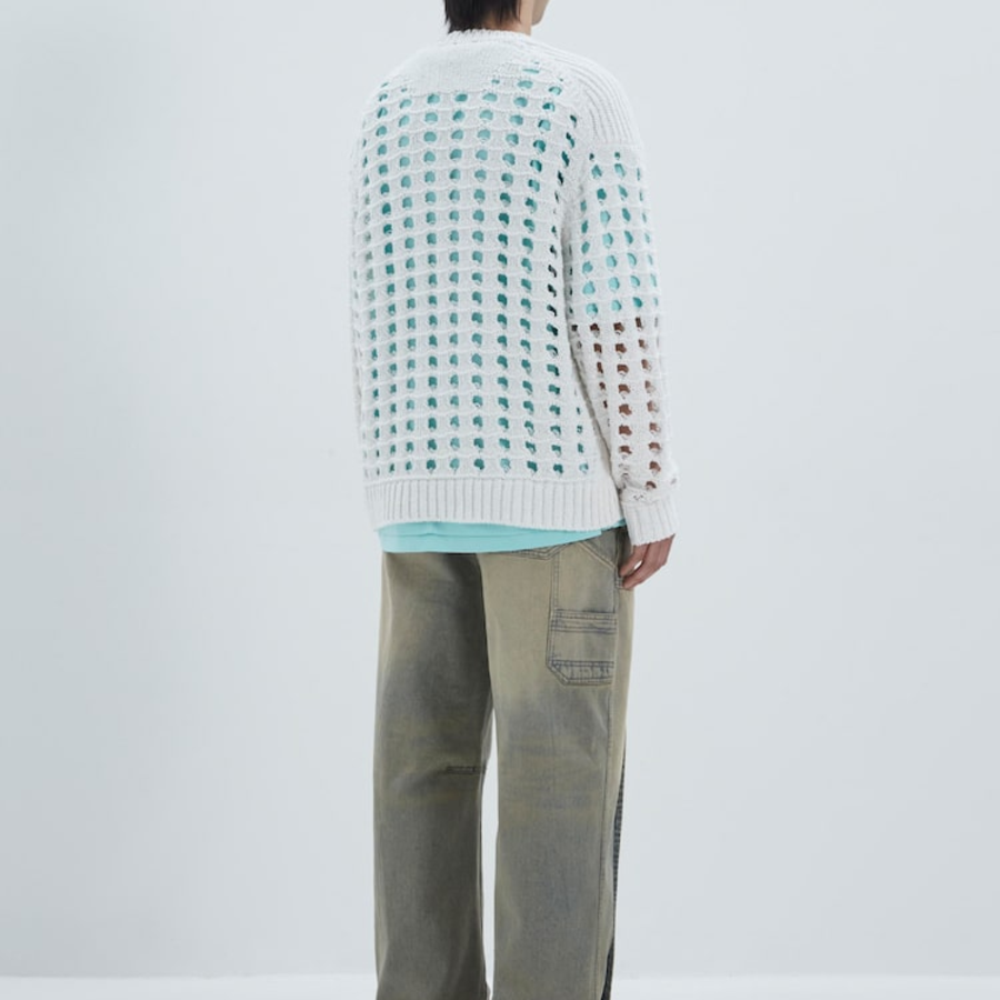 JUUN.J Net Texture Pullover – White