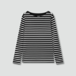 JAJU Boatneck Cotton Stretch Long Sleeve T-Shirt – Black