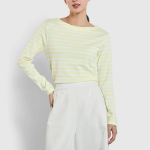 JAJU Boatneck Cotton Stretch Long Sleeve T-Shirt – Yellow