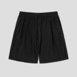 JUUN.J Dyed Nylon Diagonal Cut Side-Open Shorts – Black