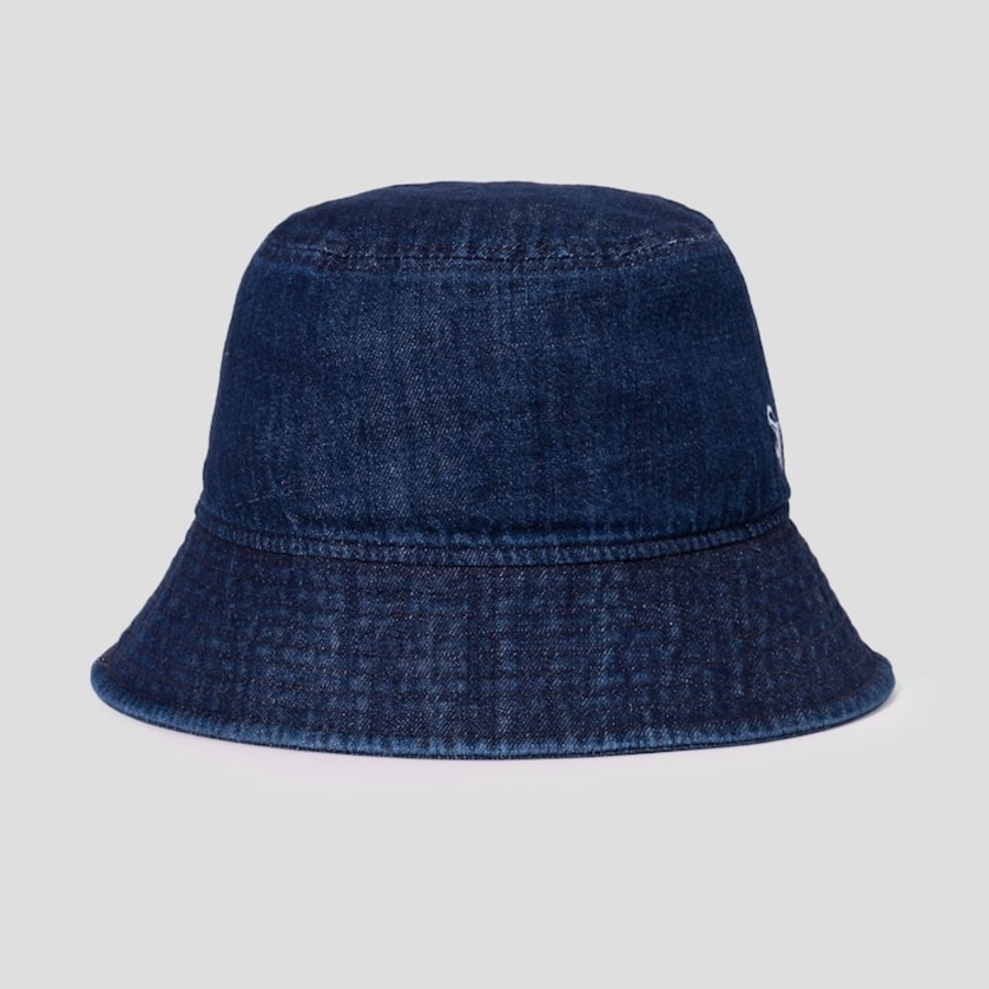 8 seconds Denim Embroidered Bucket Hat — Navy