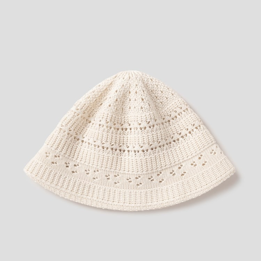 8 seconds Summer Knit Openwork Bucket Hat — Ivory