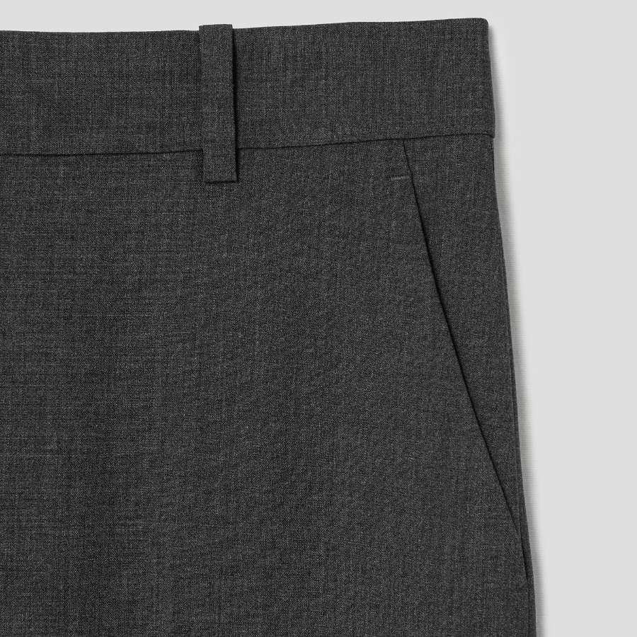 Theory Women Good Wool Treeca Slim Straight Pants - Charcoal Melange