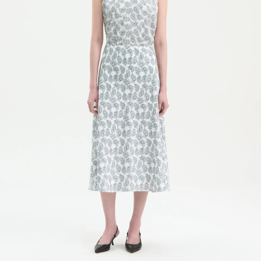 Theory Women Poly Georgette Fluid Skirt - Navy Multi
