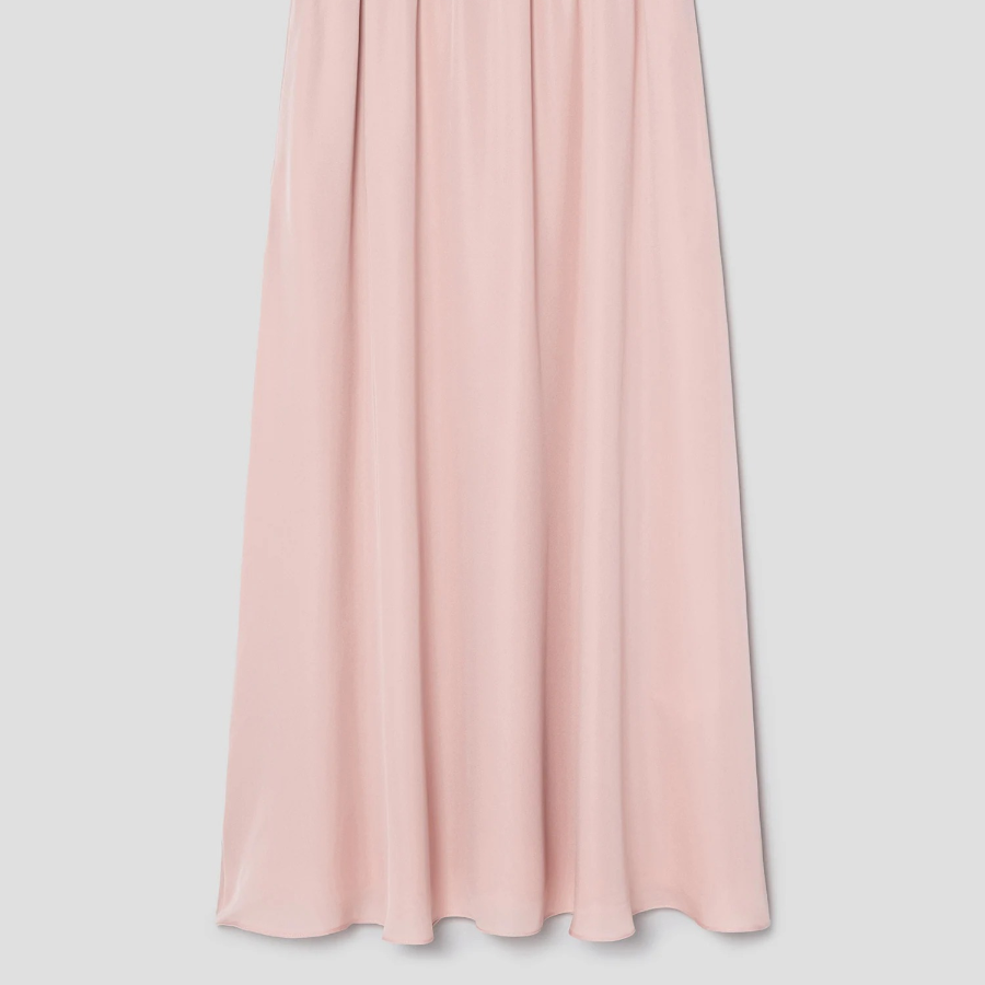 Theory Women Silk Combo Rib Waistband Volume Skirt - Pink Sand