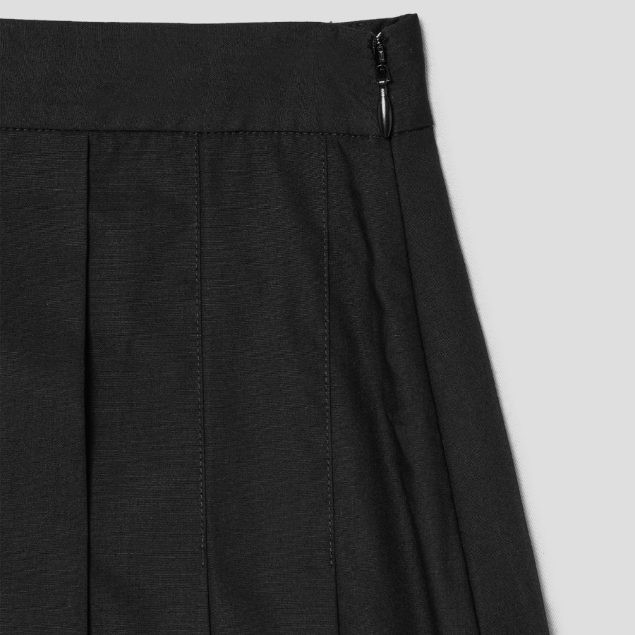 Theory Women Sleek Poplin Partial Pleats Skirt - Black