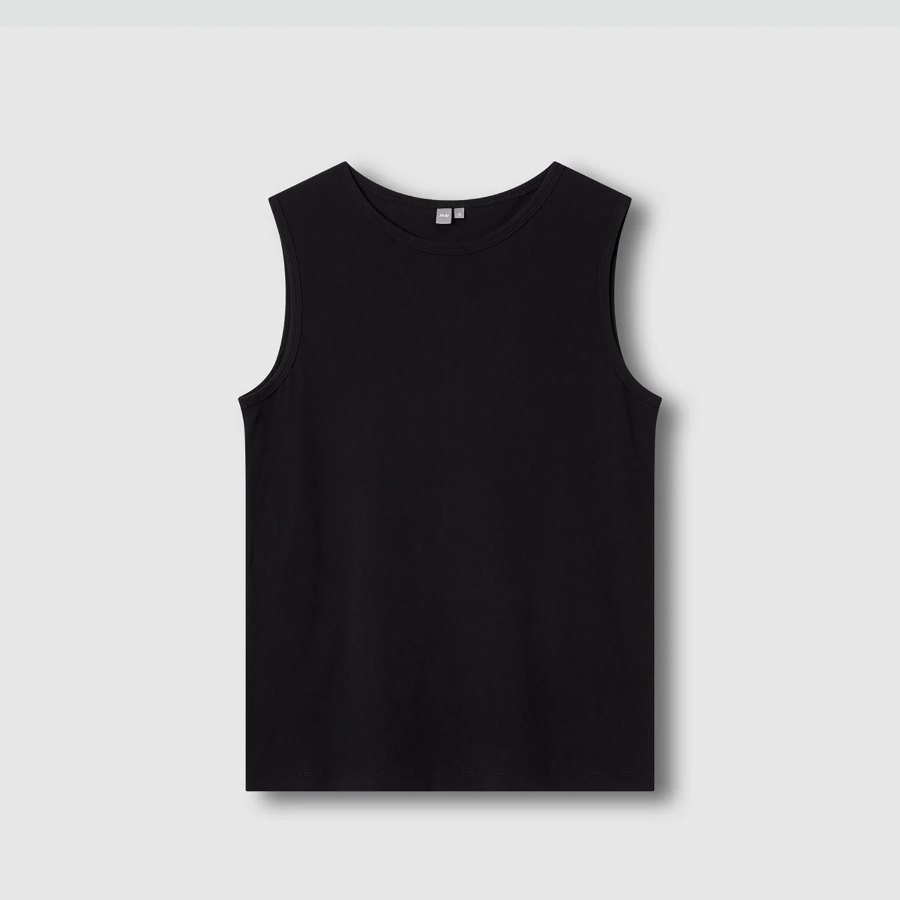 JAJU Cotton Twist Yarn Sleeveless T-Shirt – Black