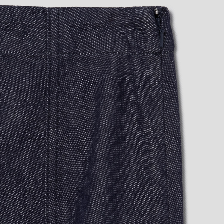 Theory Women Mod Denim Flare Seam Midi Skirt - Indigo
