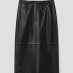 Theory Women Point Nappa Highwaist Midi Trouser Skirt - Black
