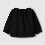 JAJU Seersucker 3/4 Sleeve Tunic Blouse – Black