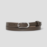Theory Women Smooth Cow Oblong Belt S - Dark Olive