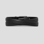 8 seconds 20mm Square Silver Tip Real Leather Belt - Black
