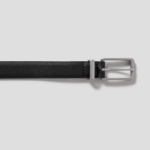 8 seconds 20mm Square Silver Tip Real Leather Belt - Black