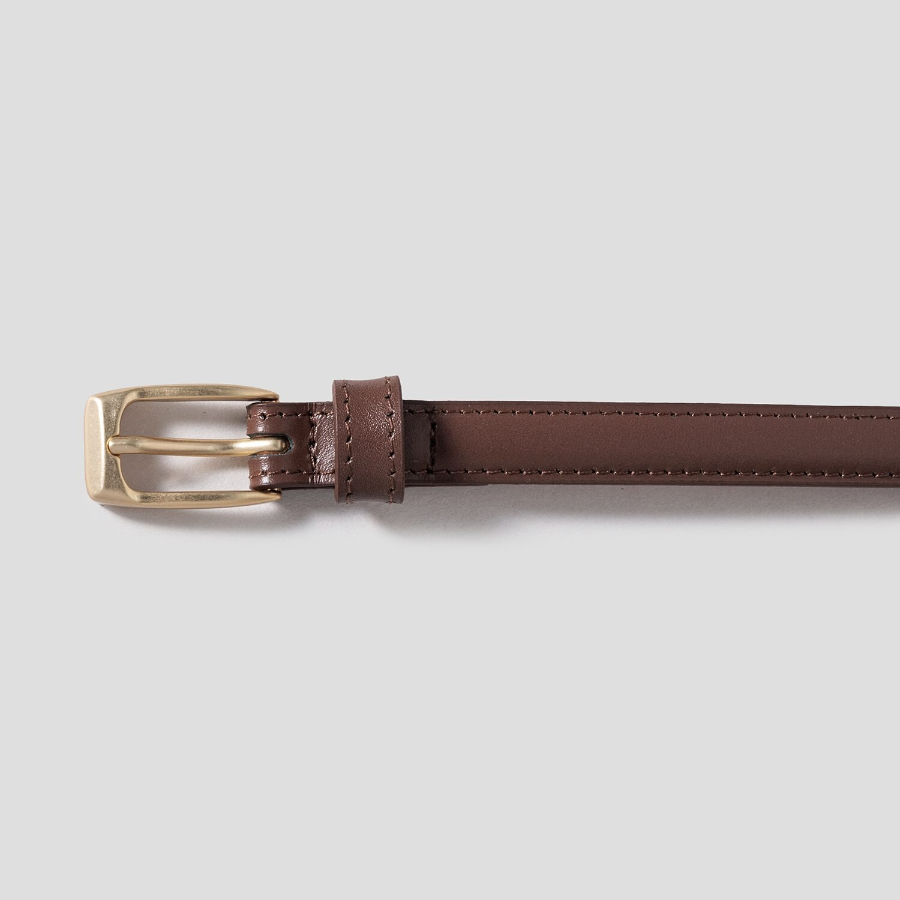 8 seconds 15mm Square Buckle Real Leather Belt - Brown