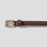8 seconds 15mm Square Buckle Real Leather Belt - Brown