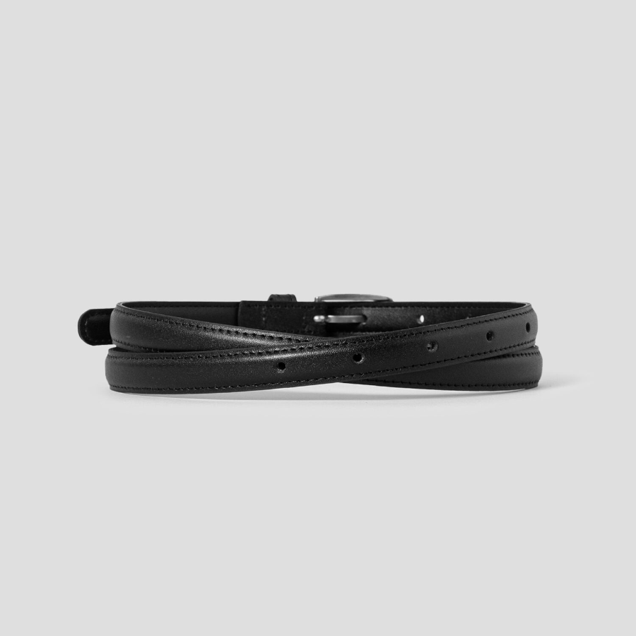 8 seconds 15mm Square Buckle Real Leather Belt - Black