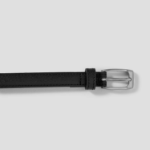 8 seconds 15mm Square Buckle Real Leather Belt - Black