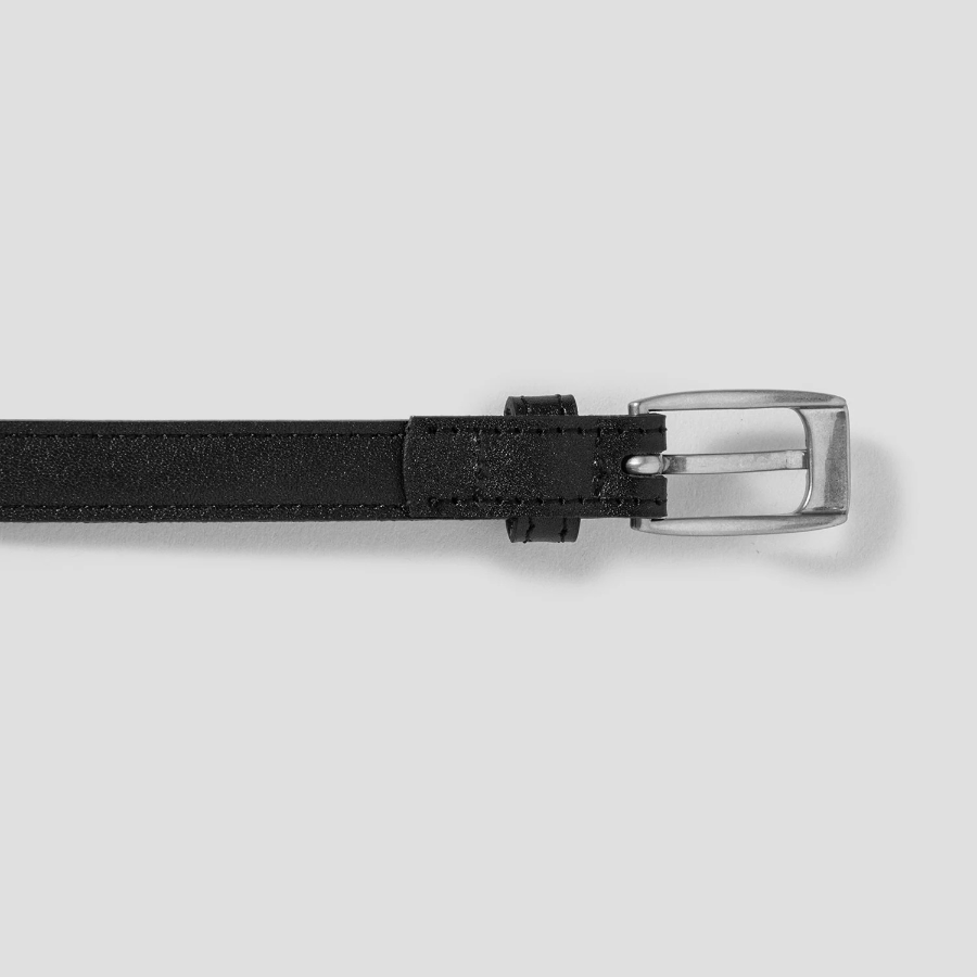 8 seconds 15mm Square Buckle Real Leather Belt - Black