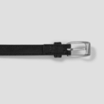 8 seconds 15mm Square Buckle Real Leather Belt - Black