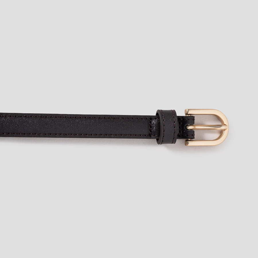 8 seconds [Real Leather] 15mm Round Buckle Belt - Brown