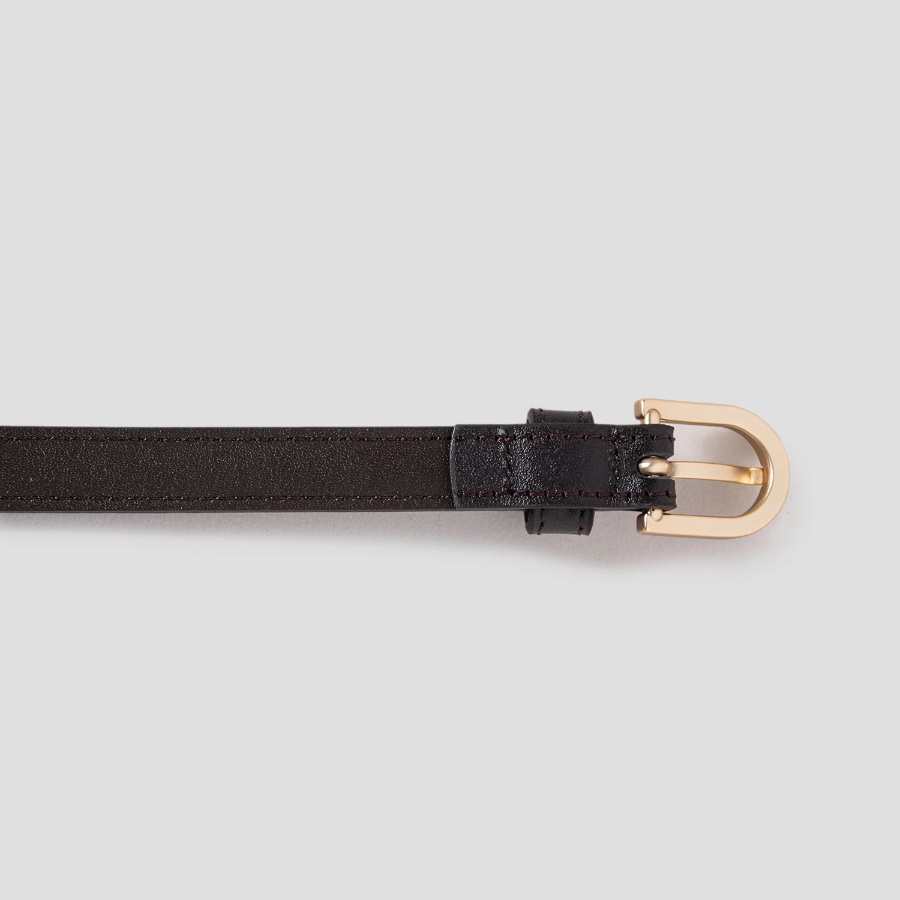 8 seconds [Real Leather] 15mm Round Buckle Belt - Brown