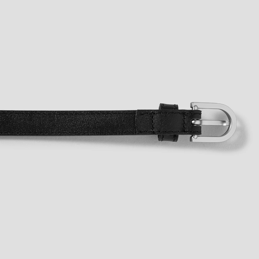 8 seconds [Real Leather] 15mm Round Buckle Belt - Black