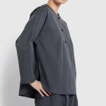 JAJU Crisp No-Collar Shirt – Charcoal
