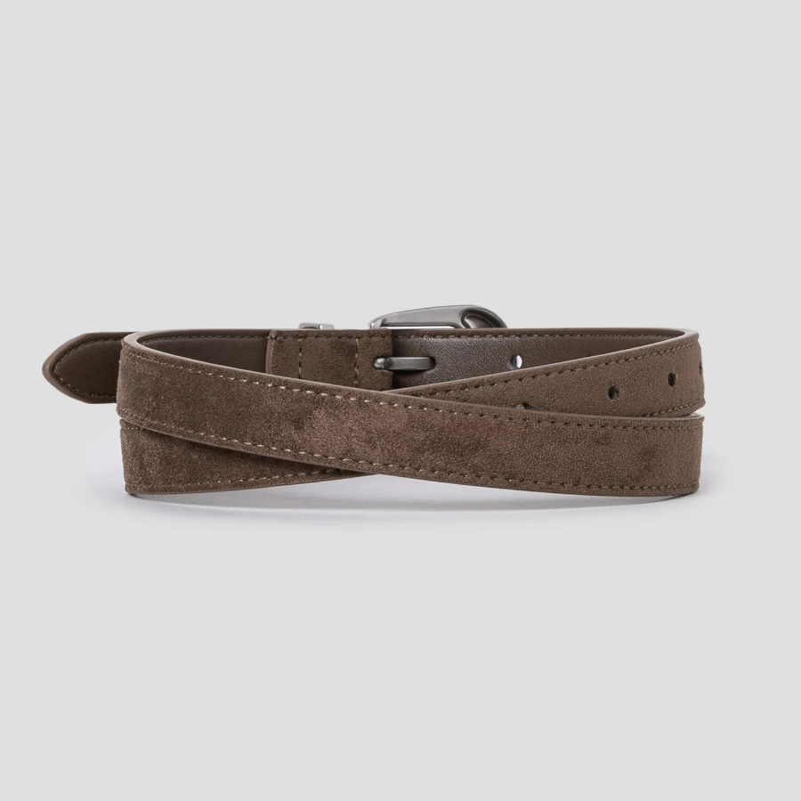 8 seconds 20mm Faux Suede Western Buckle Belt — Brown
