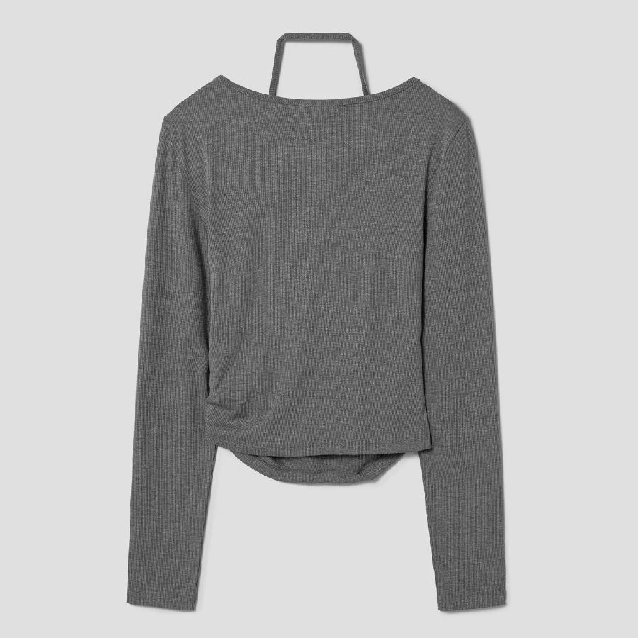 8 seconds Layered Halter Jersey Top — Grey
