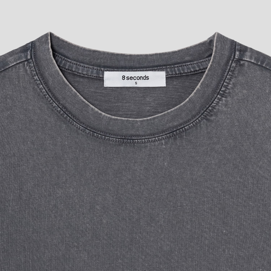 8 seconds Garment Dyed Oversized Short Sleeve T-shirt — Ash