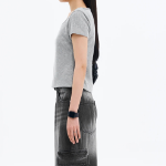 8 seconds Waffle Solid Square Neck T-shirt — Grey