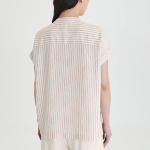 JAJU Linen Blended Cap Sleeve Shirt – Light Brown