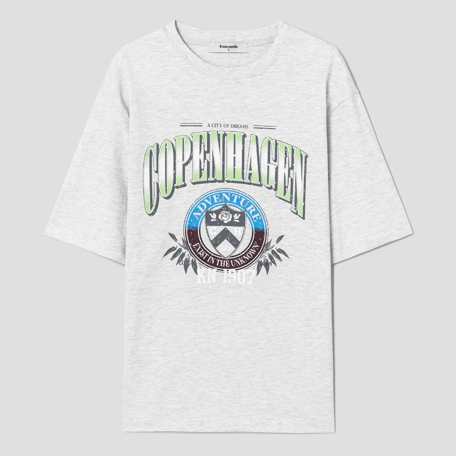8 seconds Casual Graphic Oversized T-shirt — Grey