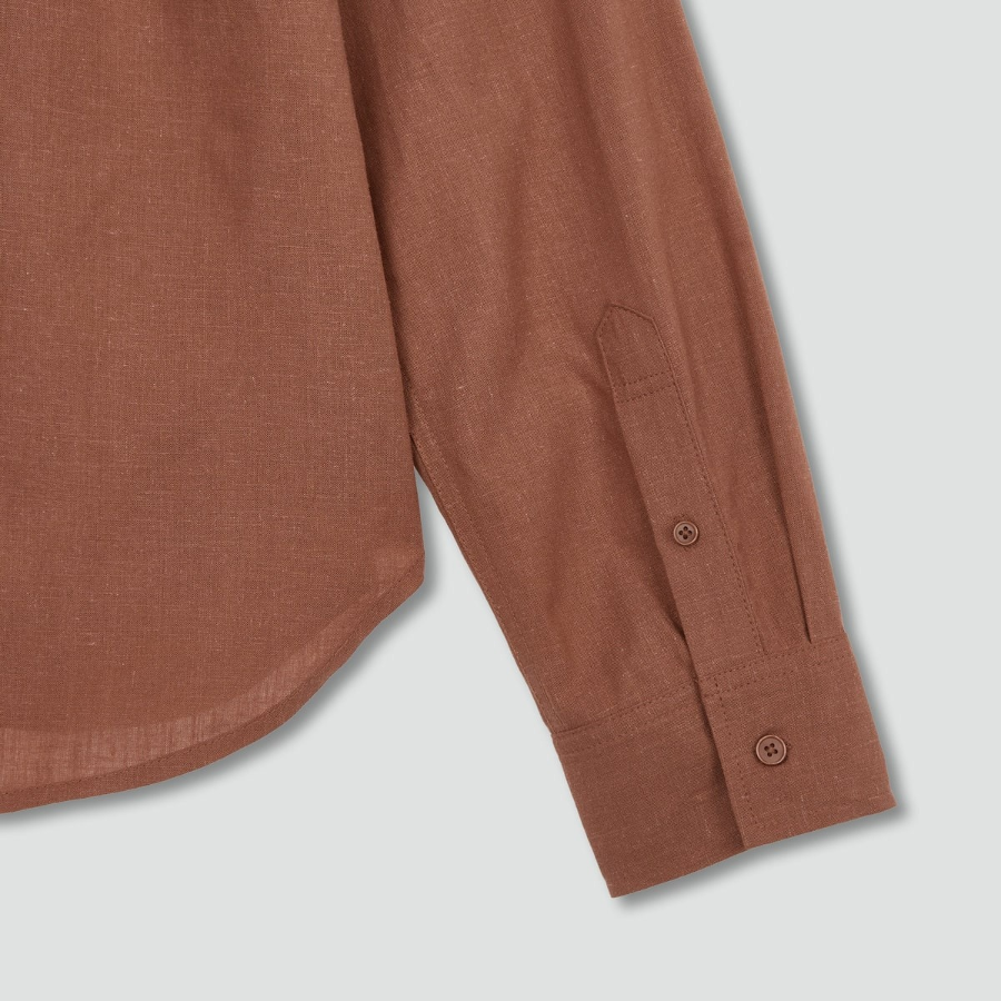 JAJU Linen Blended Long Sleeve Shirt – Brick