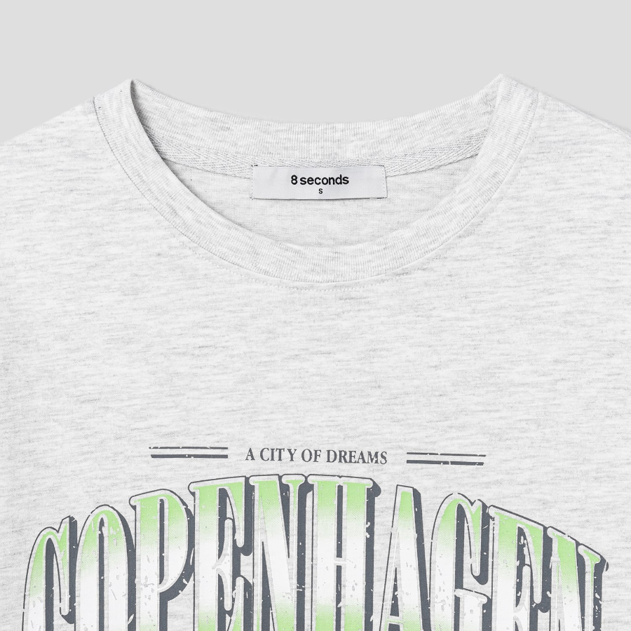 8 seconds Casual Graphic Oversized T-shirt — Grey